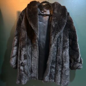 Luxurious Black Faux Fur Coat